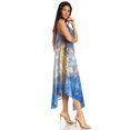 thumbnail image 4 of Sakkas Ombre Floral Tie Dye Tank Sheath Caftan Rayon Dress - Blue / Mustard - One Size, 4 of 5