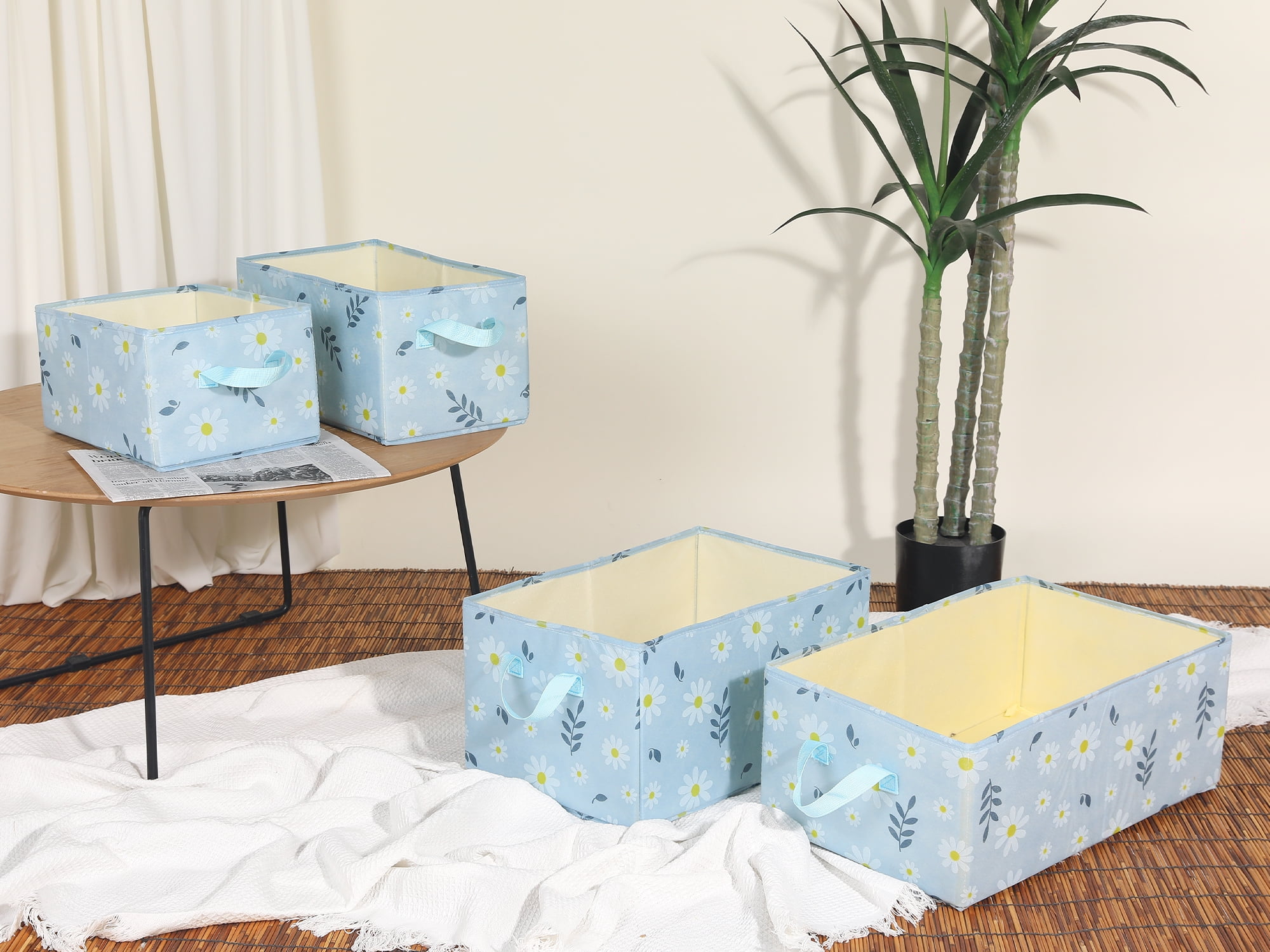 Unique Bargains Fabric Storage Cube Storage Bin Storage Basket Blue 12*9.5*6.7in