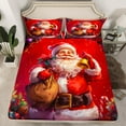 thumbnail image 2 of Manfei Cute Santa Claus Twin Sheet Sets for Boys Girls, Happy New Year Twin Fitted Sheet, Red Christmas Flat Sheet, Breathable Home Decor 3-Piece, 2 of 7