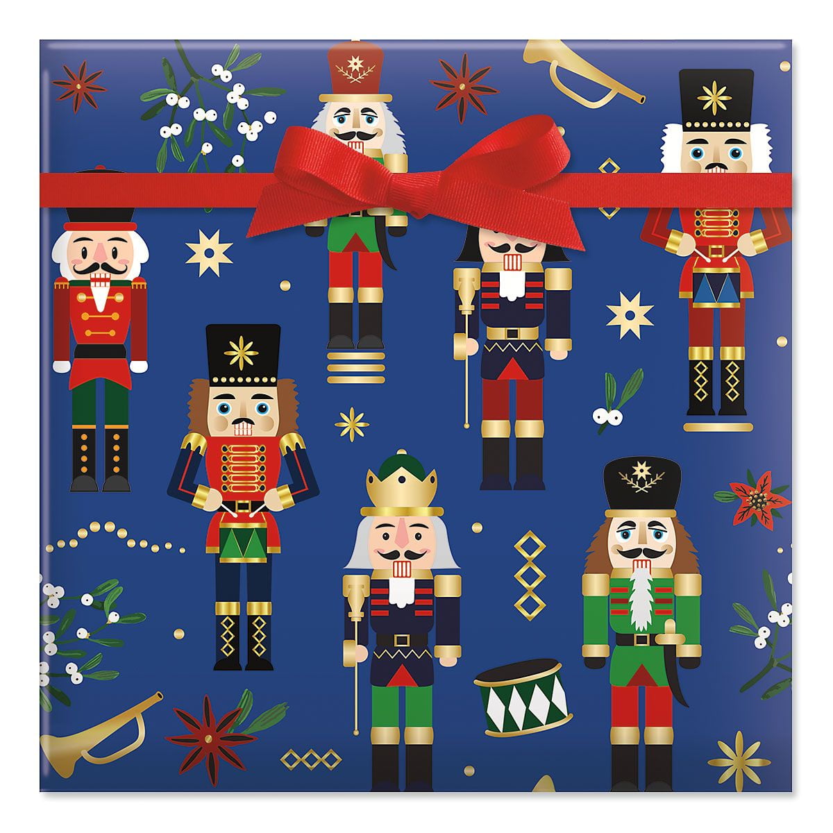 Multi Dog Toy Nutcracker Soldiers Christmas Holiday Gift Wrapping Paper 2.5 x 12