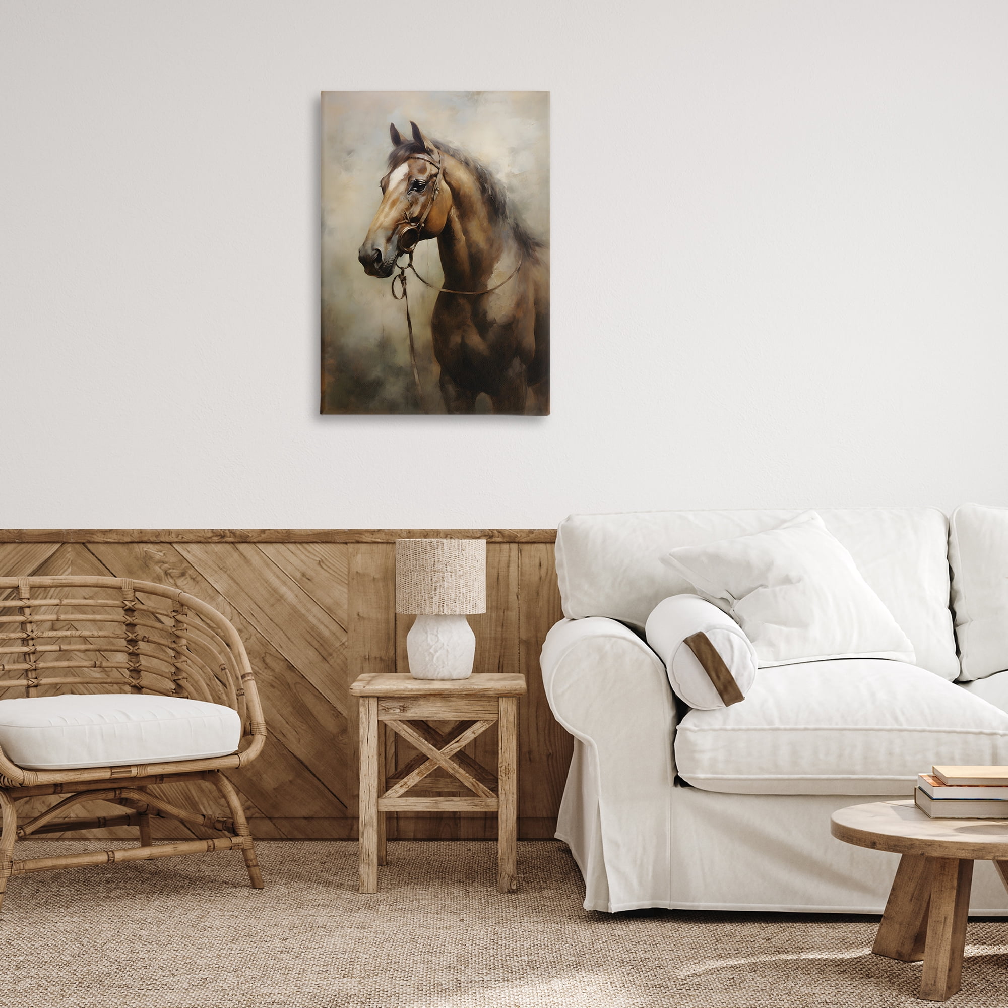 Stupell Industries Brown Horse Portrait Animals & Insects Painting Gallery Wrapped Canvas Art Print Wall Art, 20 x 30