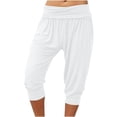 thumbnail image 2 of Capri Pants for Women 2025 High Elastic Waist Lightweight Breathable Casual Capris with Pockets Womens Cropped Pants, 2 of 6