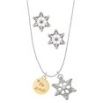 thumbnail image 1 of Delight Jewelry Goldtone Te Amo Disc Silver tone Snowflake Charm Necklace and Stud Earrings, 1 of 4