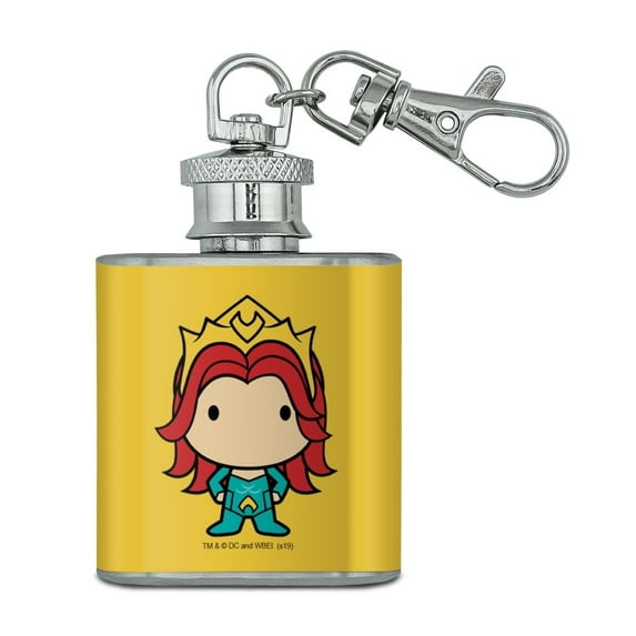 Aquaman Movie Mera Chibi Character Stainless Steel 1oz Mini Flask Key Chain