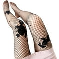 thumbnail image 2 of VONKY Bas Rétro Broderie Dentelle Ajourée Collants Résille Femme Collants Sexy en Strass Bas Cuisse en Maille, 2 of 7
