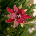 thumbnail image 7 of CuiLiyq 1 Pcs Artificial Christmas Poinsettia Flowers, Glittering Cloth Material Simulation Flowers, Xmas Ornaments for Home Holiday Wedding Party Tree Wreath Decoration (Wine), 7 of 7