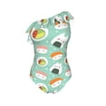thumbnail image 4 of Yiaed Kawaii Sushi Print Women One Piece Swimsuits Tummy Control One Shoulder Bathing Suits Pattern Ruffle Swimwear-XX-Large, 4 of 8