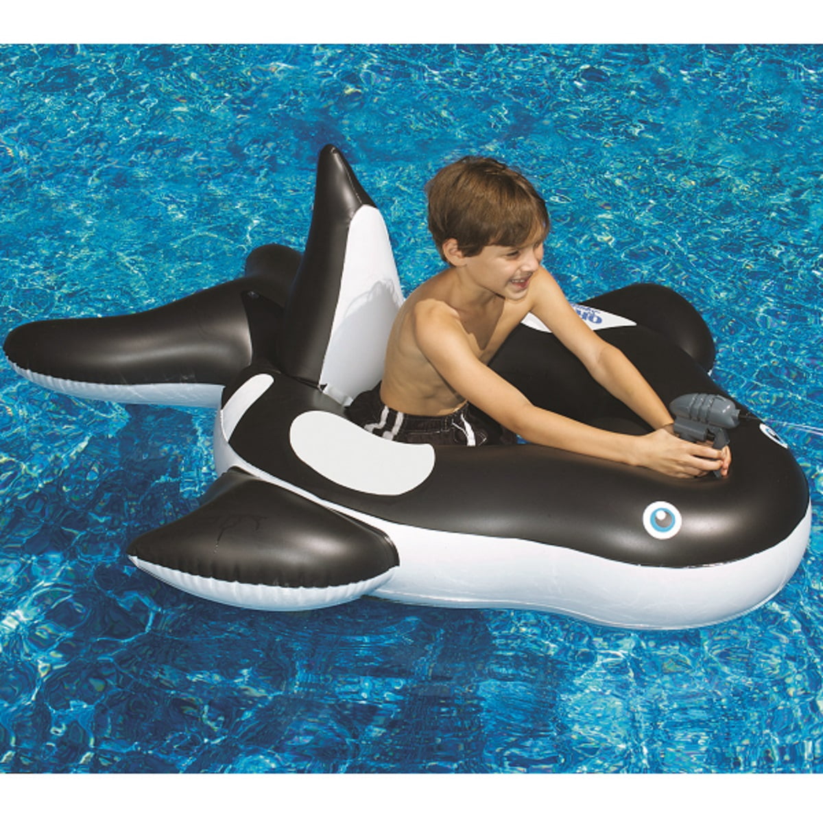 10" Inflatable Black and White Orca Whale Squirter Swimming Pool Float