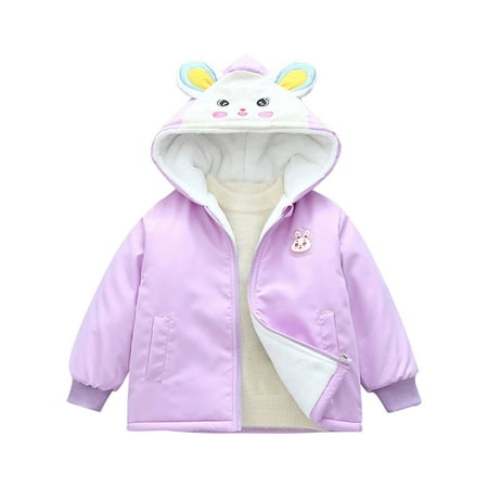 

Hduncf Children Boy Girl Long Sleeve Outfits Puffer Jackets Hood Coats for Kid Thick Warm Fleece Lined Hooded Outfits Purple 130 6 Years
