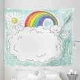thumbnail image 1 of Cartoon Tapestry, Like Drawing Image with Happy Clouds and Sun Vivid Rainbow Print, Fabric Wall Hanging Decor for Bedroom Living Room Dorm, 5 Sizes, Multicolor, by Ambesonne, 1 of 1