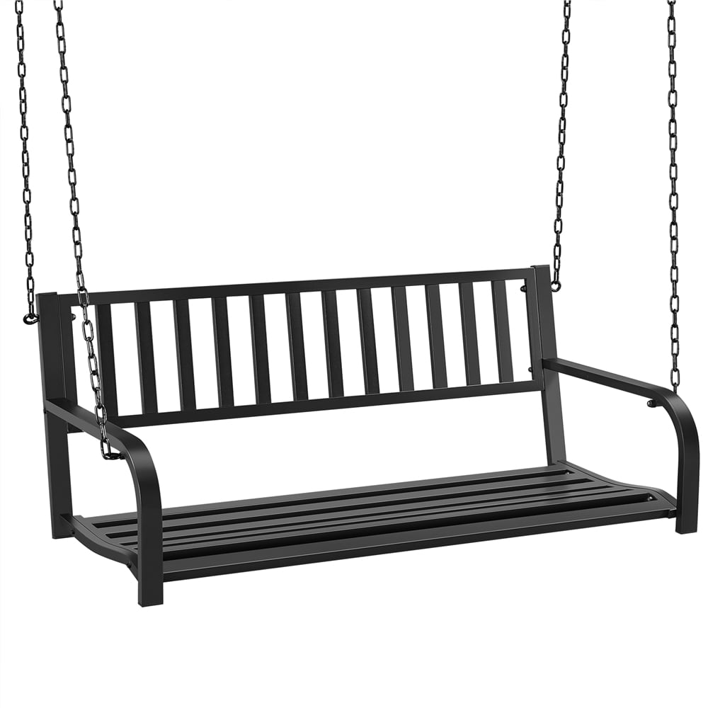 Yaheetech Outdoor Hanging Bench Swing Bench Chairs with Chains, Black