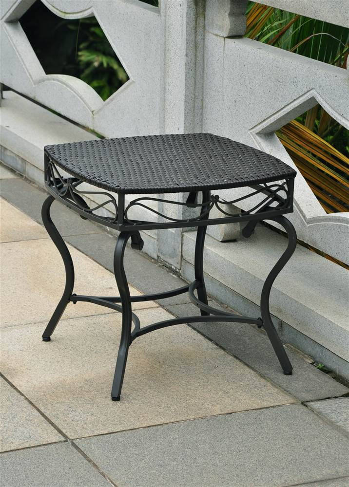 Wicker Resin/Steel Patio Side Table in Black Antique ...
