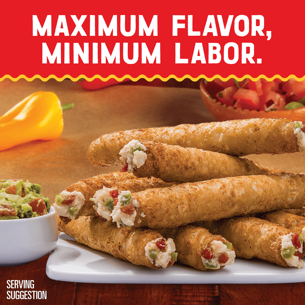 El Monterey Mas Bold Chicken Bacon Ranch Taquitos 20.7 oz, 18 Count (Frozen)
