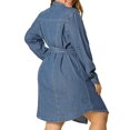 thumbnail image 4 of Women's Plus Size Long Sleeve Belted Above Knee Denim Shirt Dress, 4 of 8