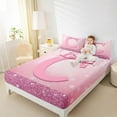 thumbnail image 4 of jejeloiu Personalized Gifts Bow Bed Sheets,Letter C King Sheets,Pink Bling Print Sheet Set For Children,Lightweight Room Decoration,4 Pieces, 4 of 7
