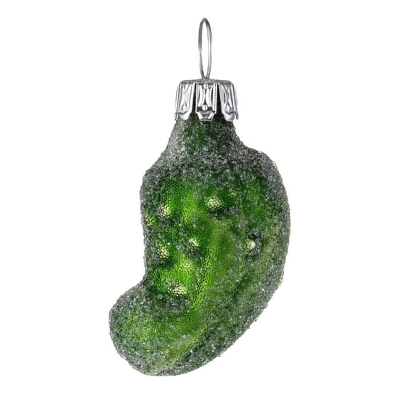 Glass Christmas Tree Green Mini Pickle With Pearls Ornament