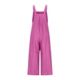 thumbnail image 5 of LYHaoo Girls Casual Jumpsuit Girls Summer Sleeveless Wide Leg Romper Jumpsuit Casual Loose Fit Jumpsuits With Pockets Pure Color Textured,Sizes 7-8 Years, 5 of 6