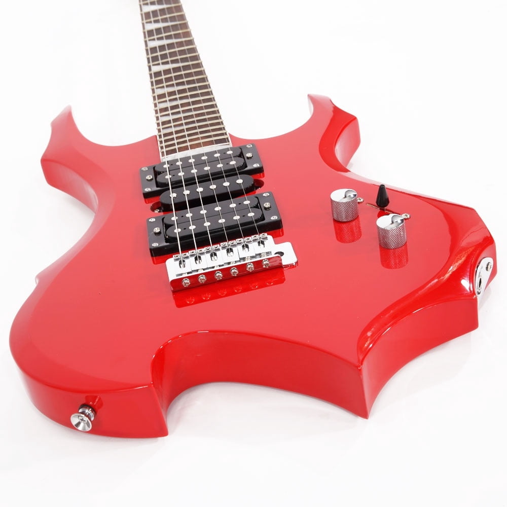 Tcbosik 39" Electric Guitar Kit for Beginner, Flame Design Guitar with Amp, Bag, Strap, Pick, Tremolo Arm and Wrench Tool, Red