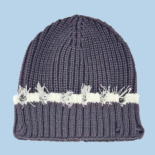 TINZ Winter Adult Knitted Hat Color Matching Wool Hat Winter Gear Ear Covering Hat Hat Winter