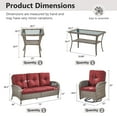 thumbnail image 3 of Opohoro 5-Piece Outdoor Conversation Set with Swivel Rocking Chairs, Patio Sofa, Coffee & Side Tables, Gray/Red, 3 of 14