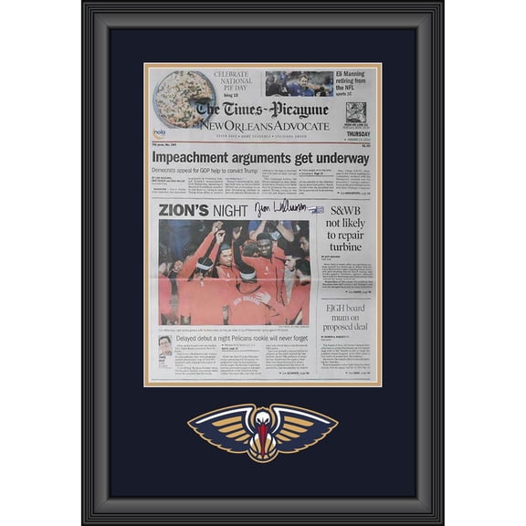Zion Williamson New Orleans Pelicans Framed Autographed 19" x 27" The Times-Picayune Newspaper from Day After Debut 1/23/20 - Fanatics Authentic Certified