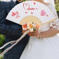 thumbnail image 4 of CARRFA 10PCS Paper Folding Hand Fans, 8.3 Inch Bamboo Handheld Craft Paper Fans for Weddings, Bridal Shower, Birthday, Party Favors DIY Decoration Photography Props (White), 4 of 10
