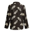 thumbnail image 6 of ZHUASHUM Womens BlousesFloral Printing Button Down Shirts Stand Casual Long Sleeve Blouses Tops,S Black, 6 of 6