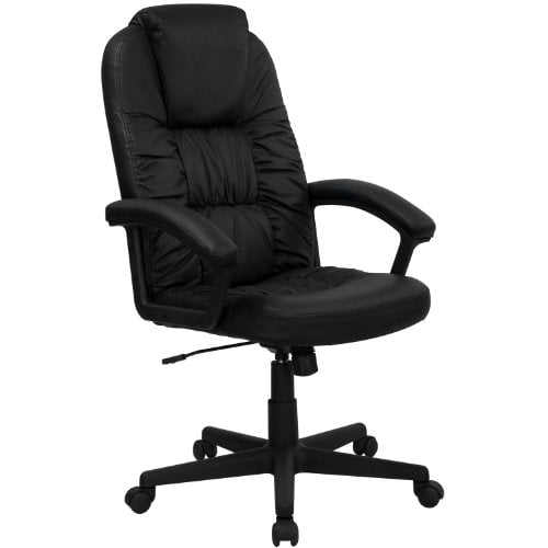 High Back Black Leather Soft Ripple, Ripple Black Leather Office Chair