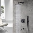 thumbnail image 2 of Boyel Living 10 inch Round Rain Shower Faucet Wall Mount Shower 3 Function Handheld Shower Head Combo Set,Matte Black, 2 of 10