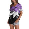 thumbnail image 4 of Womens Plus Size Tops Summer Short Sleeve T-Shirts Loose Casual Pleated Tunic Tops Dressy Front Ruched Flowy Shirt Cute Floral Print Blouses V Neck Pullover Top for Women, 4 of 7