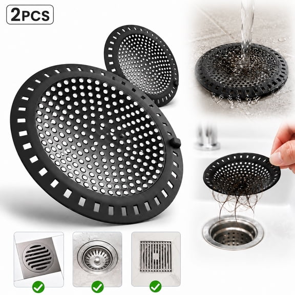 Rongsi Drain Hair Catcher, 2PCS Shower Drain Hair Catcher, Stainless Steel Drain Hair Catcher,Easy To Clean for Bathroom Kitchen