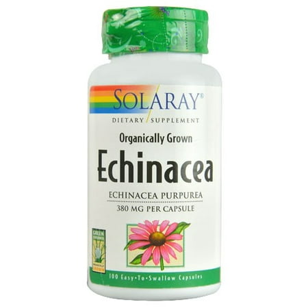 Solaray Organic Echinacea Herb 380 mg - 100 Easy to Swallow (Best Way To Swallow Capsules)