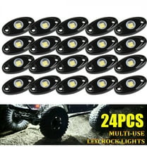 Supsupsiu 24Pcs White LED Rock Lights Underbody Trail Rig Glow Lamp Offroad SUV Pickup Truck