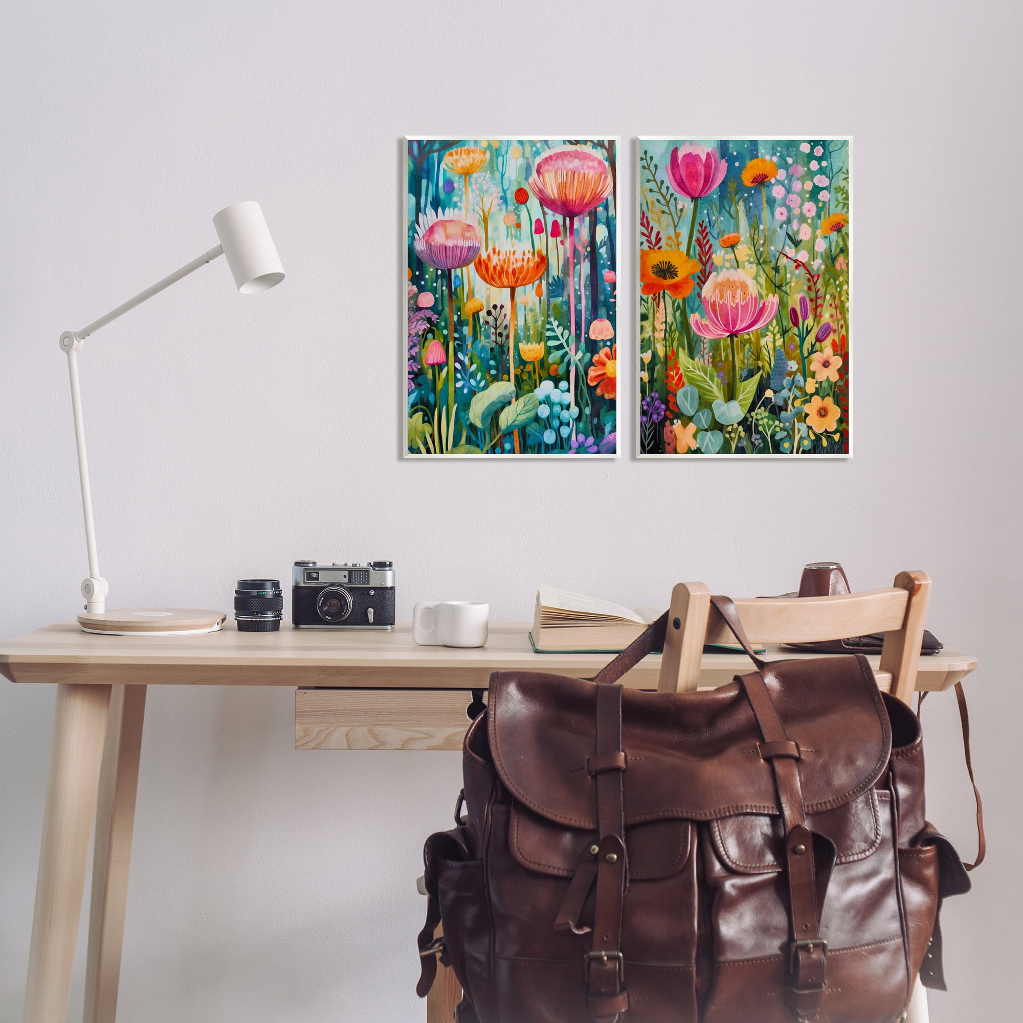 Stupell Industries Whimsical Gardens Landscape Botanical & Floral Painting Unframed Art Print Wall Art, 13 x 19, Set of 2