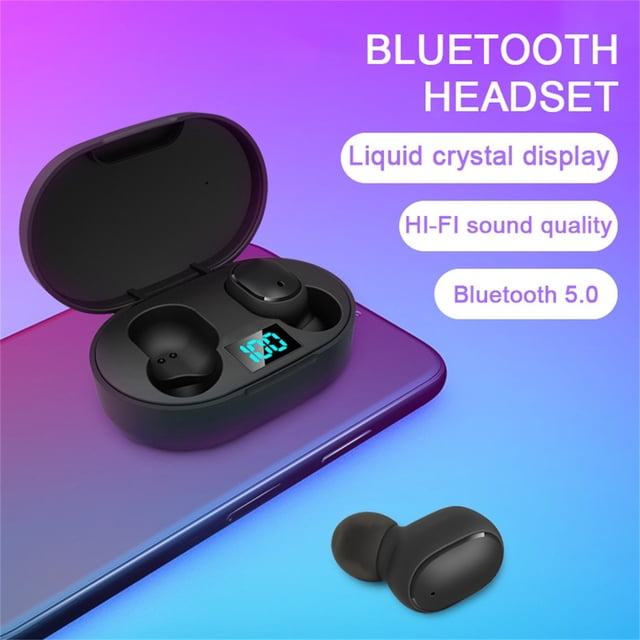 Fiudx Decoraciones navideñas para interiores Auriculares inalámbricos Bluetooth 5.0 Auriculares deportivos Caja de carga portátil