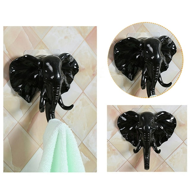 PVCS Crochet Adhésif Mural Tête d'Éléphant Porte-Clés Support Collant BK pour Cuisine