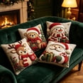 thumbnail image 6 of Christmas Pillow Covers 18x18 Set of 4, Rustic Santa SnowmanTeddy Bear Reindeer Winter Hoilday Decorative Throw Pillow Covers for Home Bedroom Living Room(A), 6 of 8