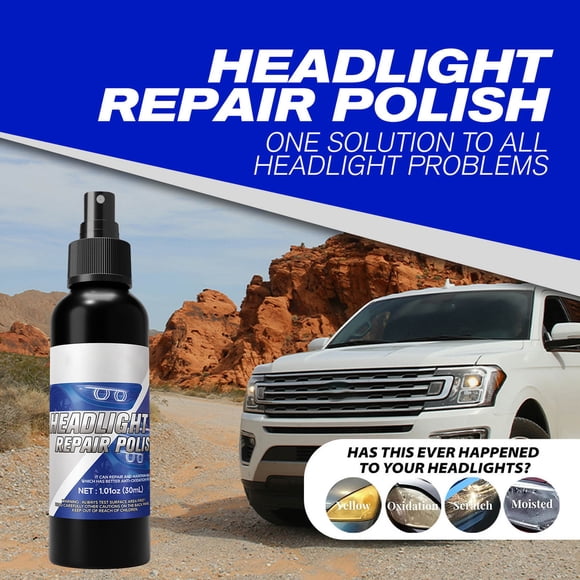 EGNMCR Headlight Restoration Kit Yellowing Removal Polishing Spray Includes Restoration Solution And Sponge 50ml Coating agent