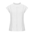 thumbnail image 5 of ALLLIST White Womens Tops Summer Short Sleeve Crew Neck Solid Casual Cotton and Linen T-Shirts Blouses for Women, 5 of 6