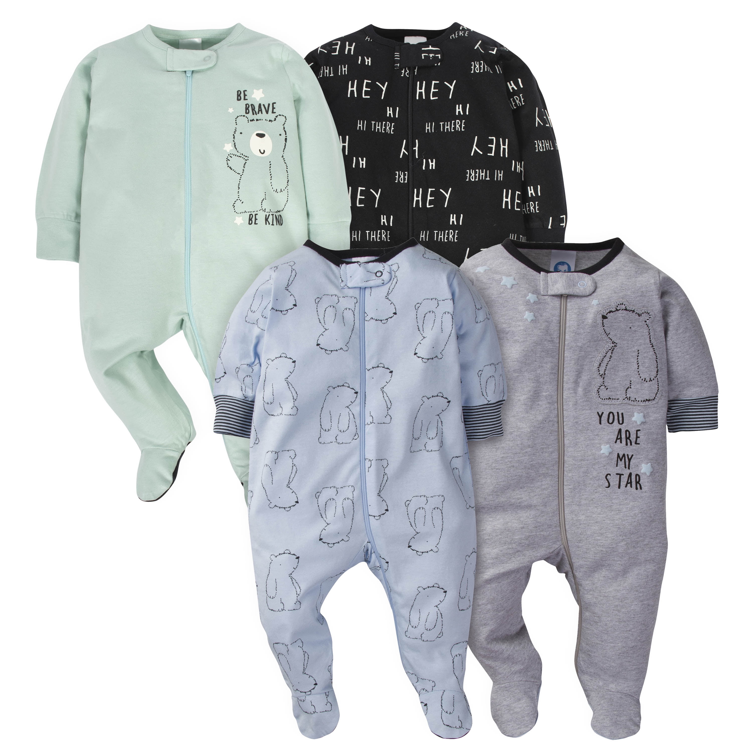 Gerber Baby Boy Sleep 'N Play Footed Pajamas, 4Pack