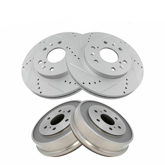 Brake Drum & Performance Drilled Slotted Coated Rotor Kit For Chevrolet GMC