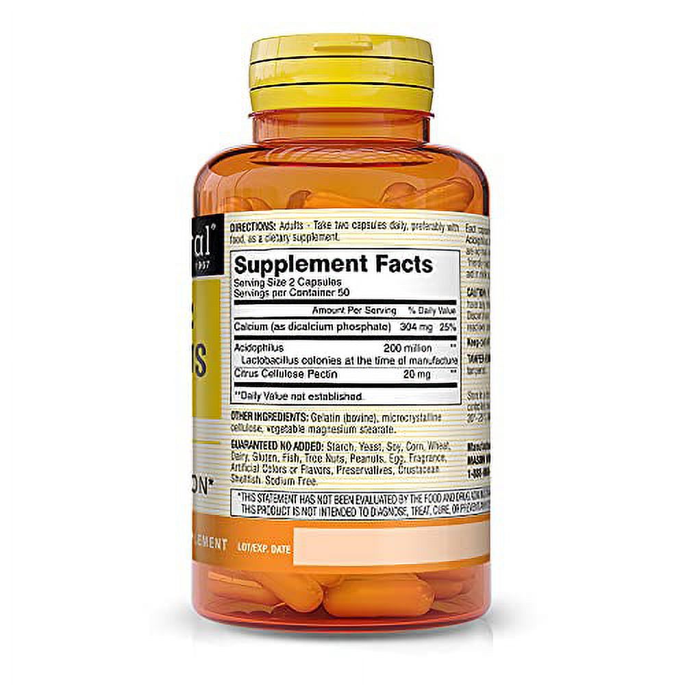 MASON NATURAL Probiotic Acidophilus with Pectin and Calcium - Immune System Booster, Improved Gut Health, Supports Regularity and a Healthy Digestion, 100 Capsules (Pack of 3)