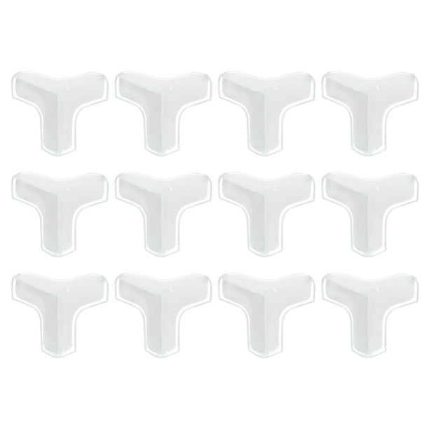 Protectores de esquinas, paquete de 12, 44x44x44mm - Protectores de bordes, topes de esquina en forma de T (transparente)