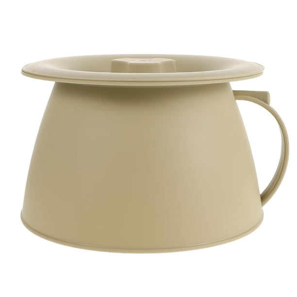 Orinal de cama, bacinilla, botella para orina, cubo para orinar, urinario de noche con tapa, apto para niños, mujeres y hombres, amarillo claro