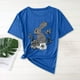 thumbnail image 3 of Camisas de Manga Corta para las Mujeres Moda Casual Impresión Cuello Redondo Suéter Tee Blusas, 3 of 4