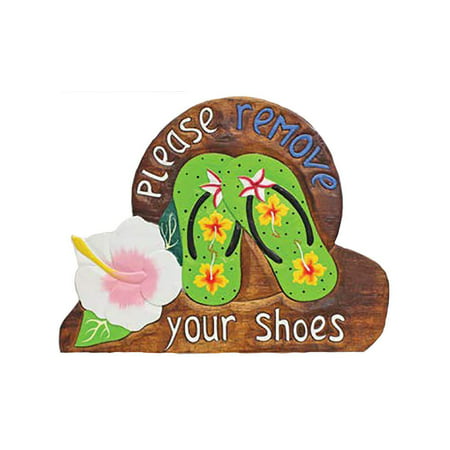Island Home Hawaiian Style Wood Sign Please Remove Your Shoes Slippers ...