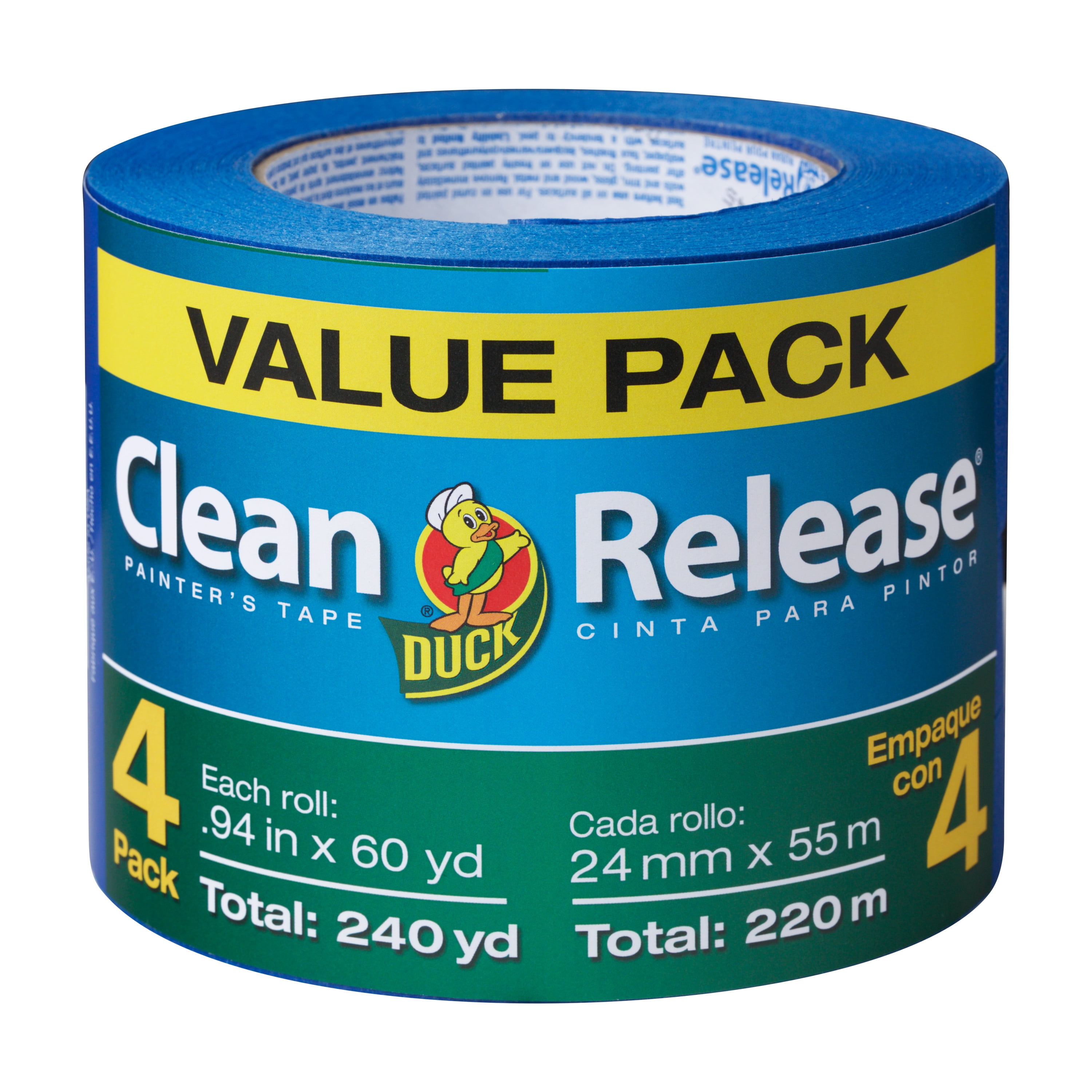 (4pack) Duck Clean Release 0.94 in. x 60 yd. Blue Painter's Tape