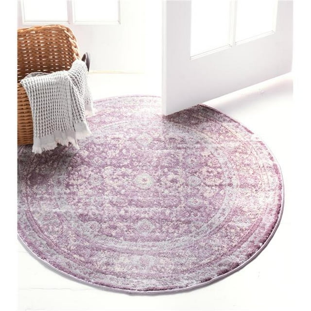 Unique Loom 3144590 6 x 6 Pi Bouleau Leila Tapis Rond&44; Violet