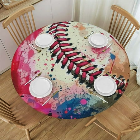 

Sports Equipment Round Table Cover Stain Resistant Indoor Outdoor Tablecloth Dining Wedding Parties 100% Polyester Fiber 46-50