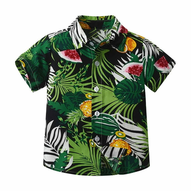 Odeerbi 1-9 Años Niños Camisa Hawaiana Verano Playa Camisas de Algodón Niños Manga Corta Blusa Tropical Flor Imprimir Camisa Ocio Tops